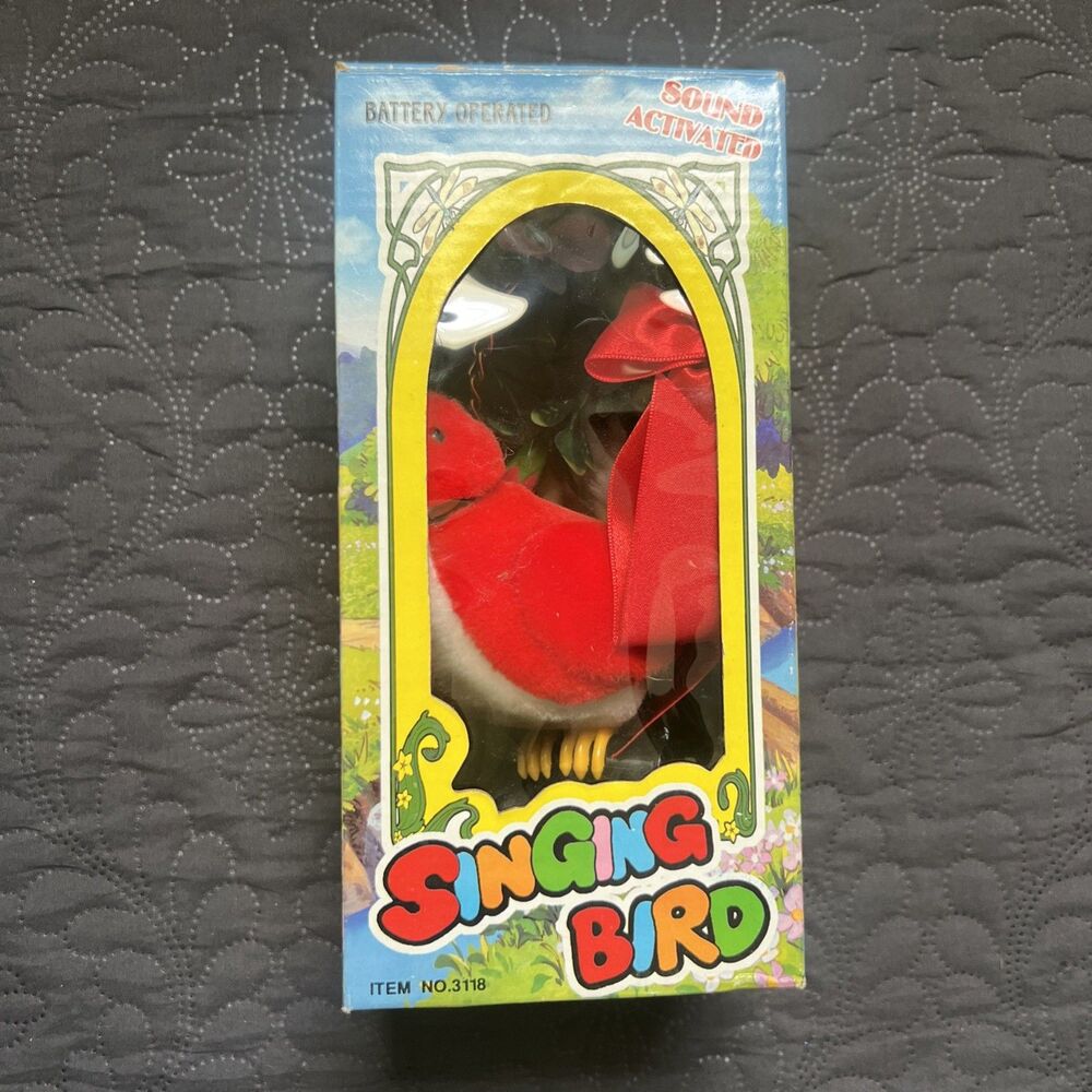 Vintage Singing Bird Toy Clap Your Hands Battery Operated Yellow with Chain READ